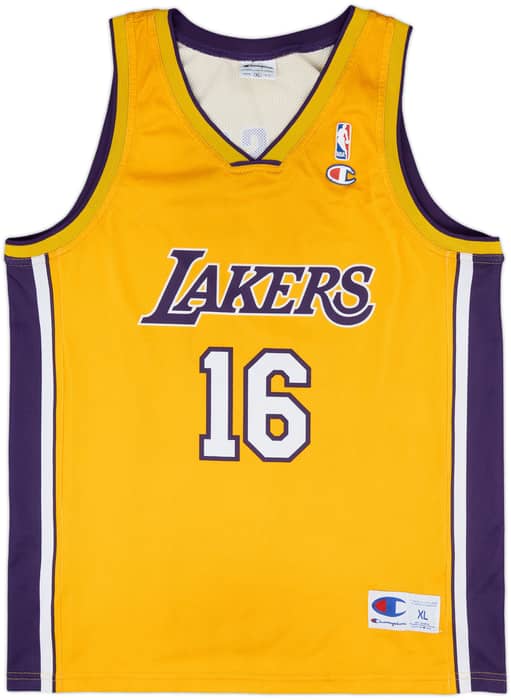 2008-10 LA Lakers Gasol #16 Champion Home Jersey - 8/10 - (XL)