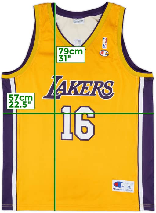 2008-10 LA Lakers Gasol #16 Champion Home Jersey - 8/10 - (XL)