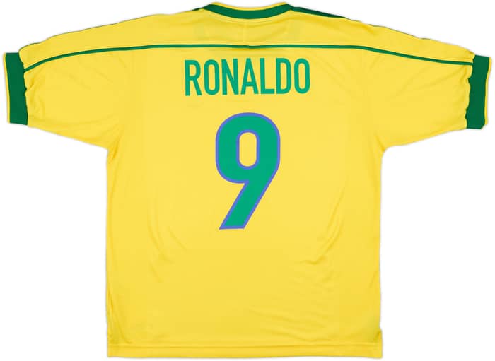1998-00 Brazil Home Shirt Ronaldo #9 - 8/10 - (M)