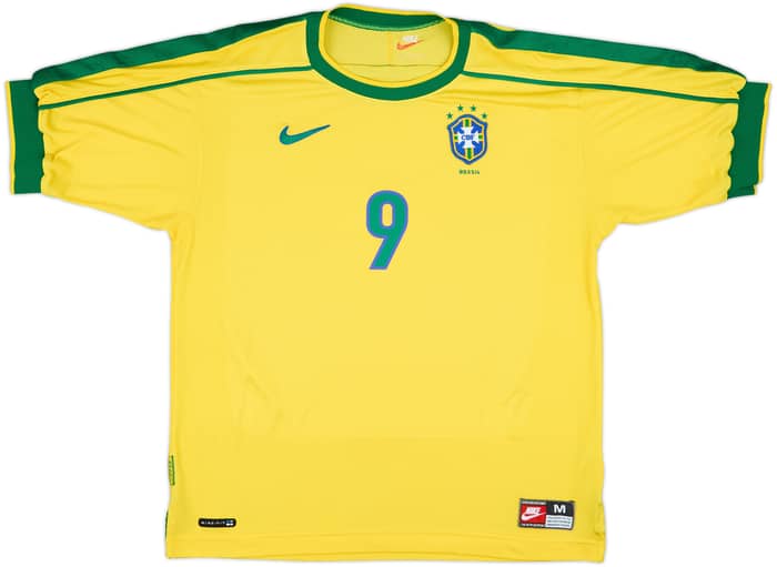 1998-00 Brazil Home Shirt Ronaldo #9 - 8/10 - (M)
