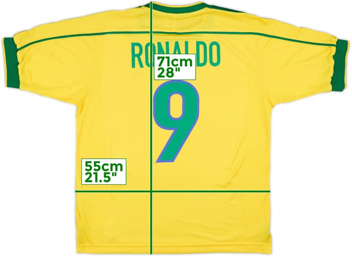 1998-00 Brazil Home Shirt Ronaldo #9 - 8/10 - (M)