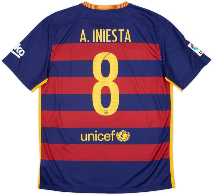 2015-16 Barcelona Home Shirt A.Iniesta #8 - 8/10 - (L)