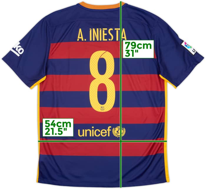 2015-16 Barcelona Home Shirt A.Iniesta #8 - 8/10 - (L)