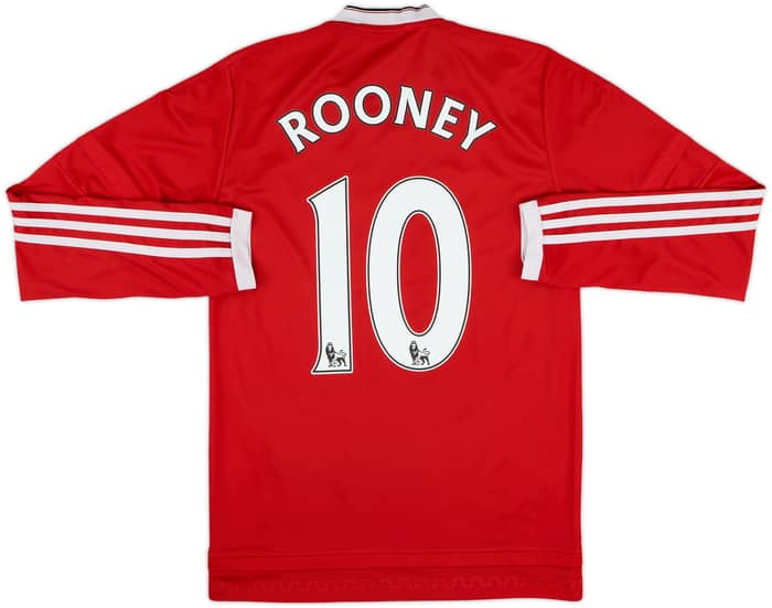 2015-16 Manchester United Home L/S Shirt Rooney #10 - 7/10 - (XS)