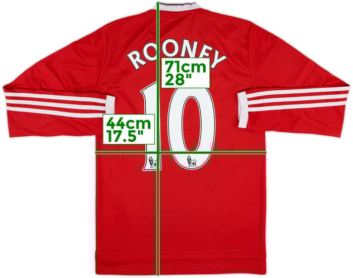 2015-16 Manchester United Home L/S Shirt Rooney #10 - 7/10 - (XS)