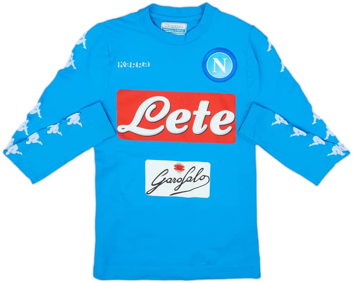 2016-17 Napoli Authentic Home L/S Shirt - 6/10 - (XL.Boys)