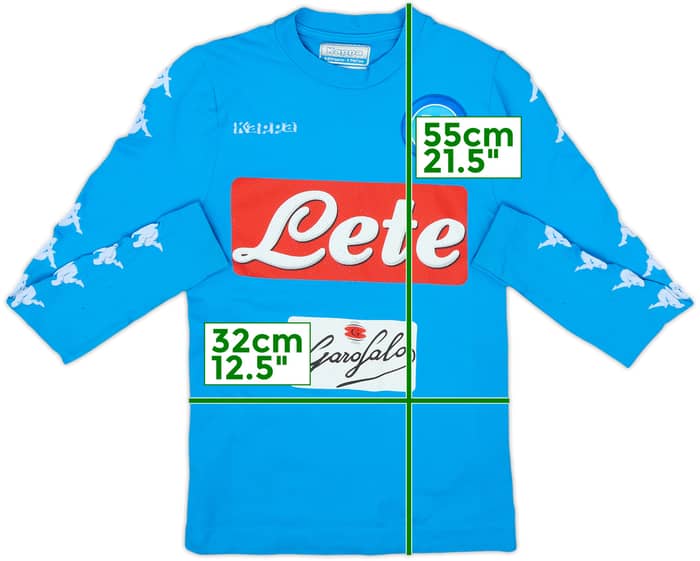 2016-17 Napoli Authentic Home L/S Shirt - 6/10 - (XL.Boys)