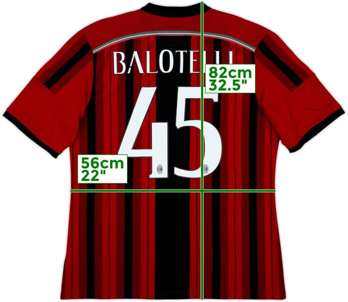 2014-15 AC Milan Home Shirt Balotelli #45 - 9/10 - (XL)