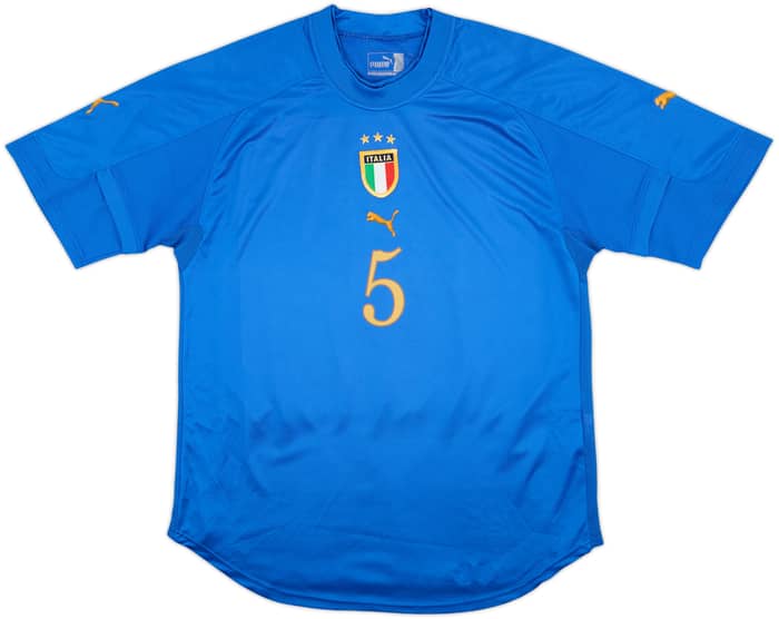 2004-06 Italy Home Shirt F.Cannavaro #5 - 6/10 - (L)