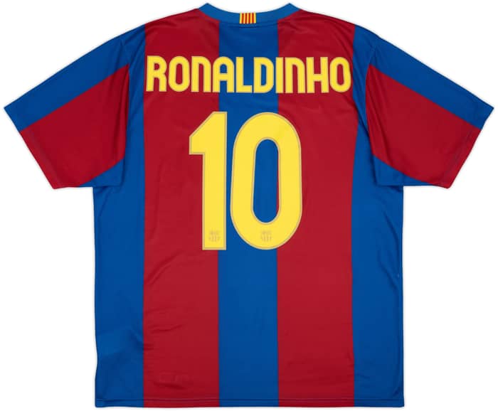 2007-08 Barcelona Basic Home Shirt Ronaldinho #10 - 7/10 - (L)