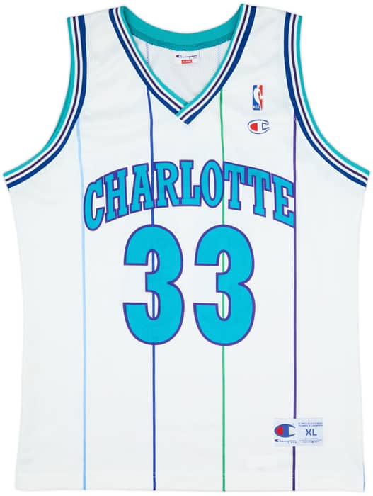 1992-95 Charlotte Hornets Mourning #33 Champion Home Jersey - 9/10 - (XL)