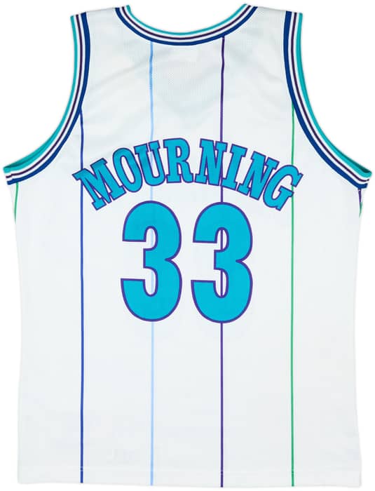 1992-95 Charlotte Hornets Mourning #33 Champion Home Jersey - 9/10 - (XL)