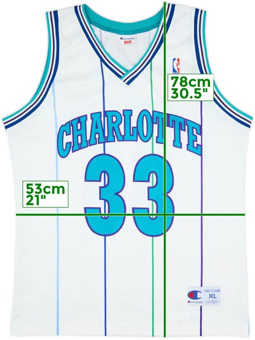 1992-95 Charlotte Hornets Mourning #33 Champion Home Jersey - 9/10 - (XL)