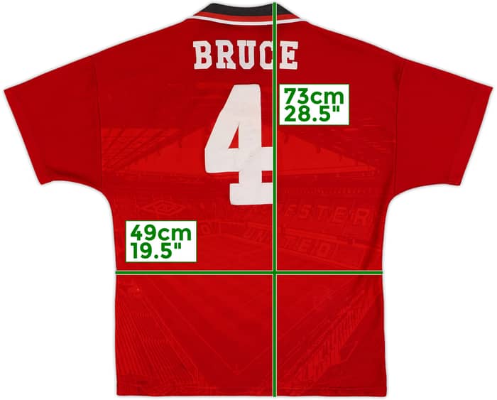1994-96 Manchester United Home Shirt Bruce #4 - 6/10 - (M)