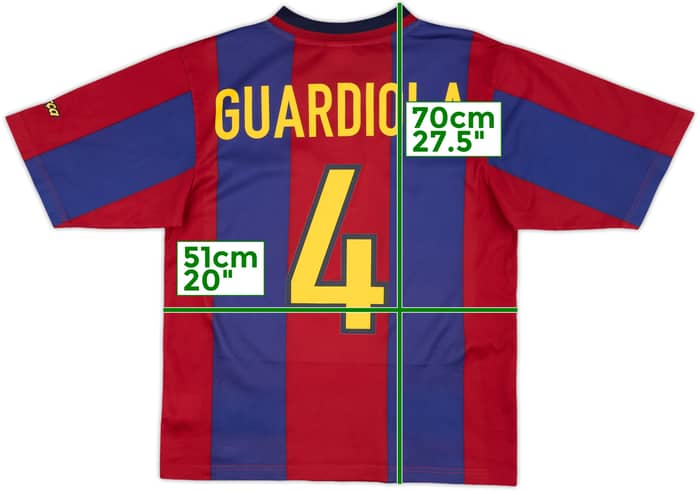 1998-00 Barcelona Basic Home Shirt Guardiola #4 - 9/10 - (S)