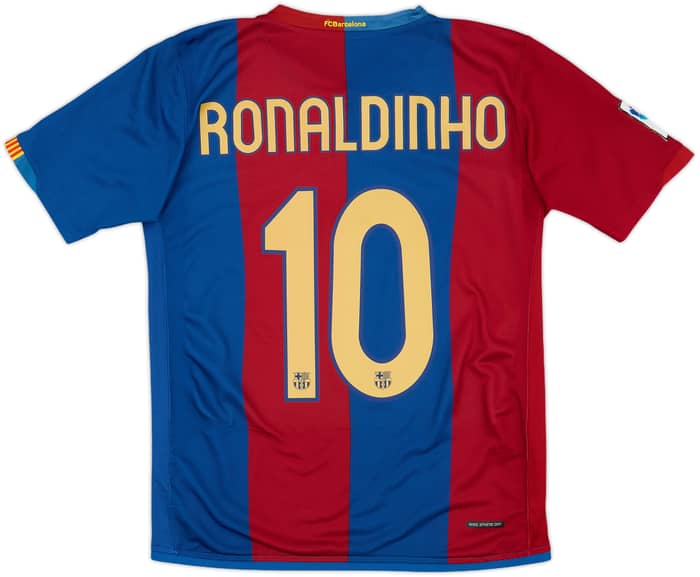 2006-07 Barcelona Home Shirt Ronaldinho #10 - 8/10 - (XL.Boys)