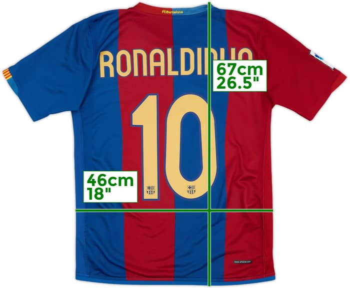 2006-07 Barcelona Home Shirt Ronaldinho #10 - 8/10 - (XL.Boys)
