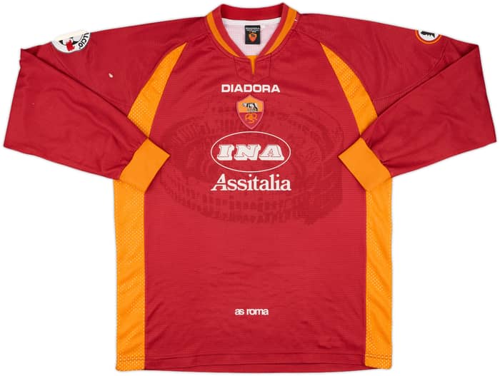 1997-98 Roma Match Issue Home L/S Shirt Cesar Gomez #22