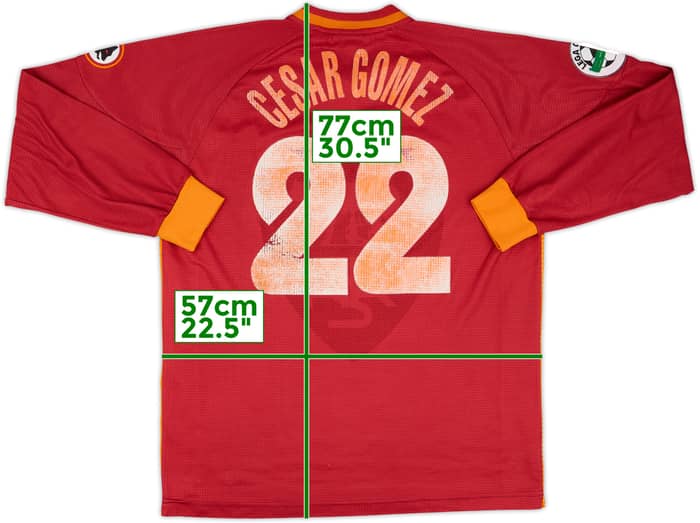 1997-98 Roma Match Issue Home L/S Shirt Cesar Gomez #22