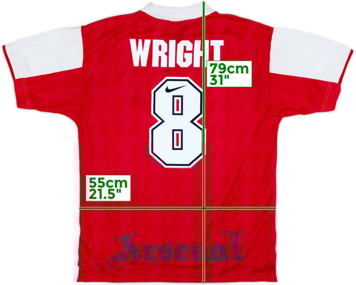 1994-96 Arsenal Home Shirt Wright #8 - 7/10 - (L)