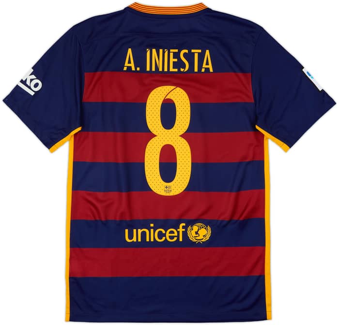 2015-16 Barcelona Home Shirt A.Iniesta #8 - 8/10 - (S)