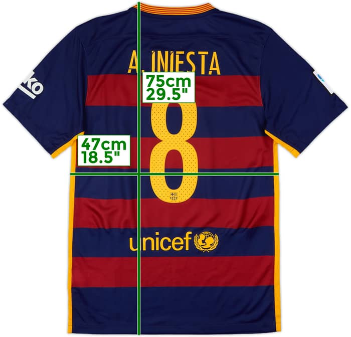 2015-16 Barcelona Home Shirt A.Iniesta #8 - 8/10 - (S)