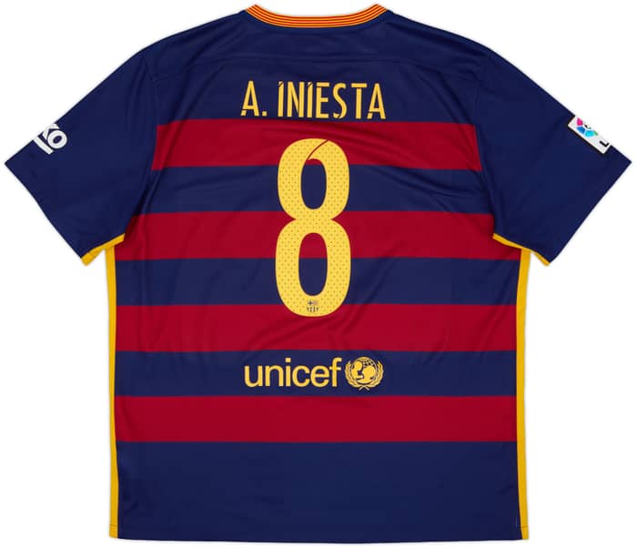 2015-16 Barcelona Home Shirt A.Iniesta #8 - 5/10 - (XL)