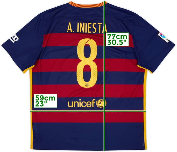 2015-16 Barcelona Home Shirt A.Iniesta #8 - 5/10 - (XL)