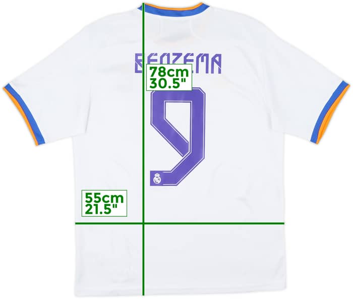 2021-22 Real Madrid Home Shirt Benzema #9 - 7/10 - (XXL)