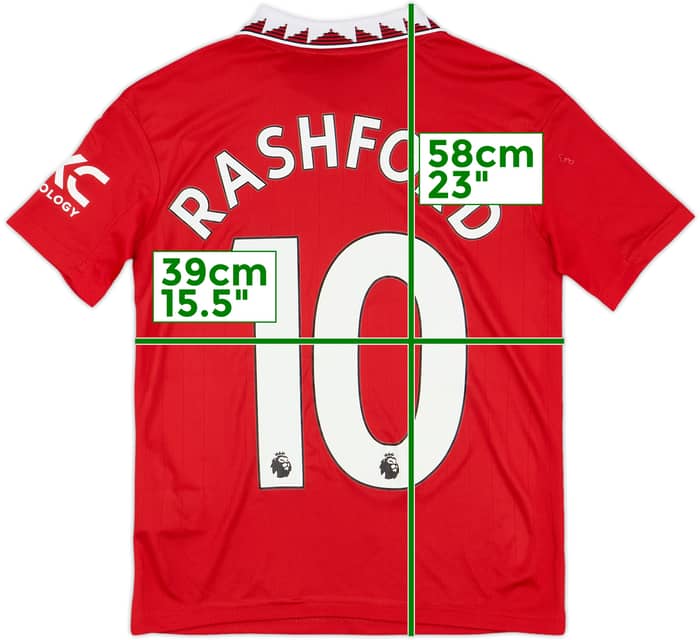 2022-23 Manchester United Home Shirt Rashford #10 - 9/10 - (S.Boys)