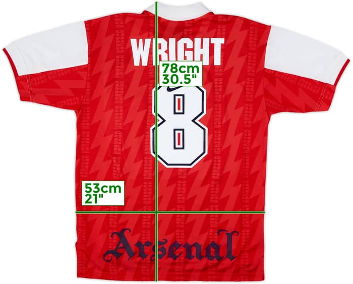 1994-96 Arsenal Home Shirt Wright #8 - 7/10 - (M)