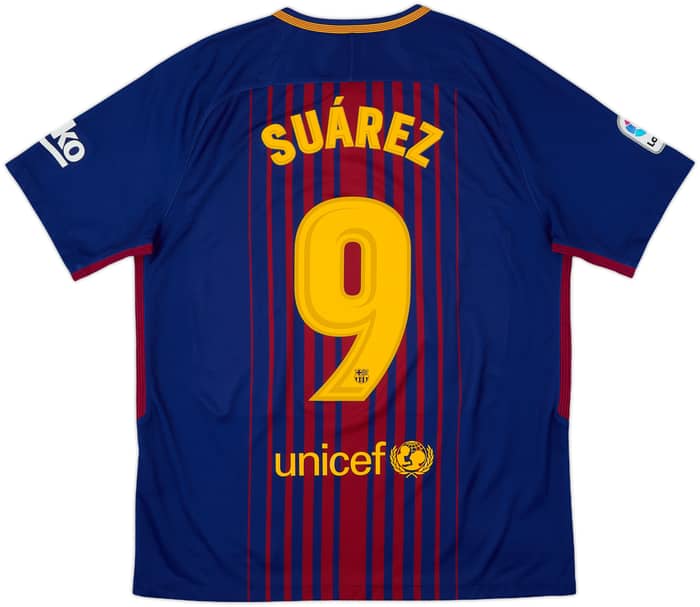 2017-18 Barcelona Home Shirt Suarez #9 - 9/10 - (L)