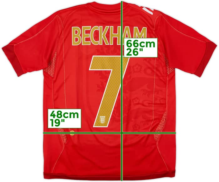 2006-08 England Away Shirt Beckham #7 - 8/10 - (XL.Boys)