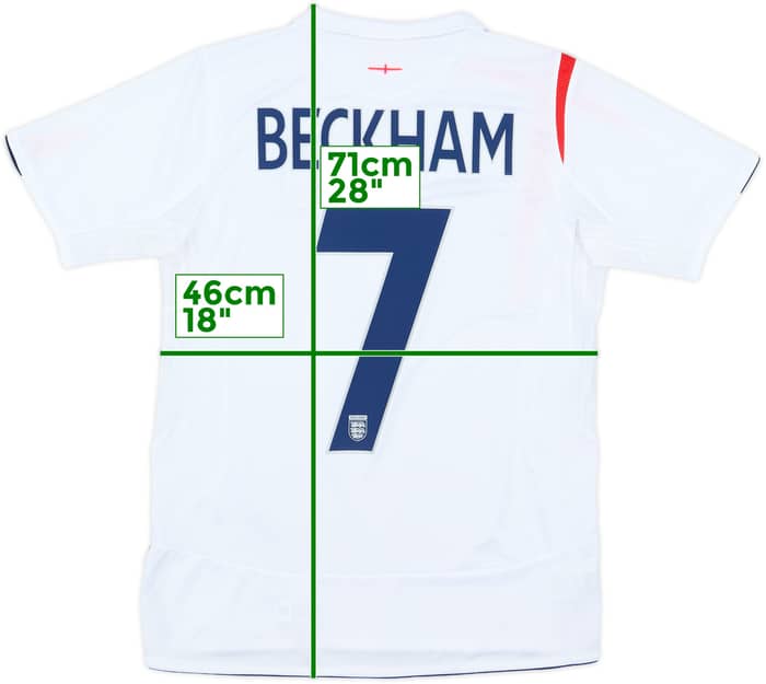 2005-07 England Home Shirt Beckham #7 - 8/10 - (XL.Boys)
