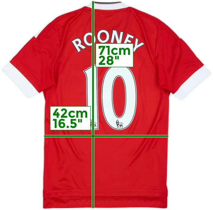 2015-16 Manchester United Home Shirt Rooney #10 - 8/10 - (XS)