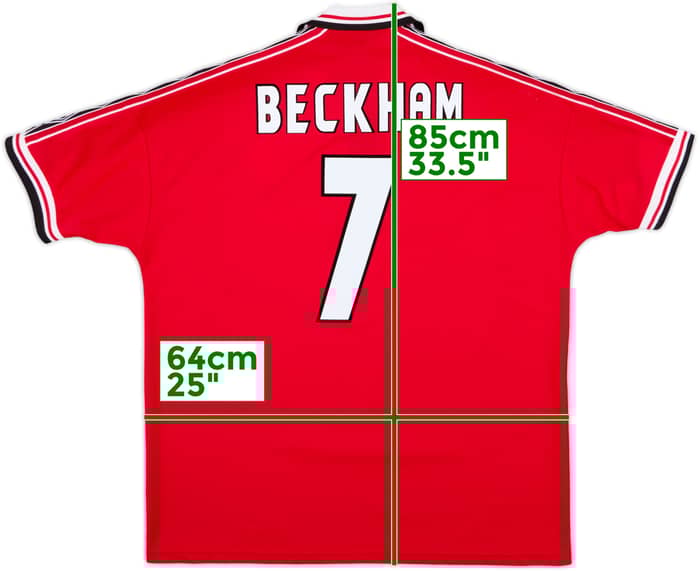 1998-00 Manchester United Home Shirt Beckham #7 - 8/10 - (XXL)