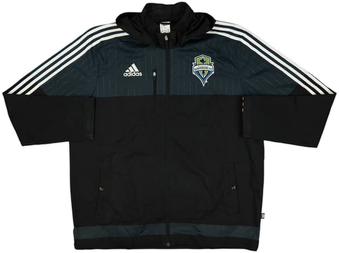 2014-15 Seattle Sounders adidas Hooded Rain Jacket - 7/10 - (XL)