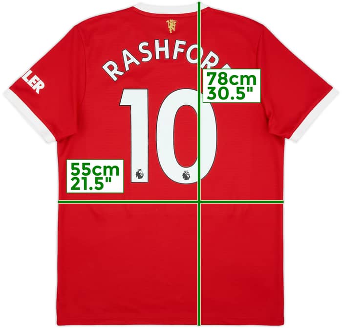 2021-22 Manchester United Home Shirt Rashford #10 - 8/10 - (L)