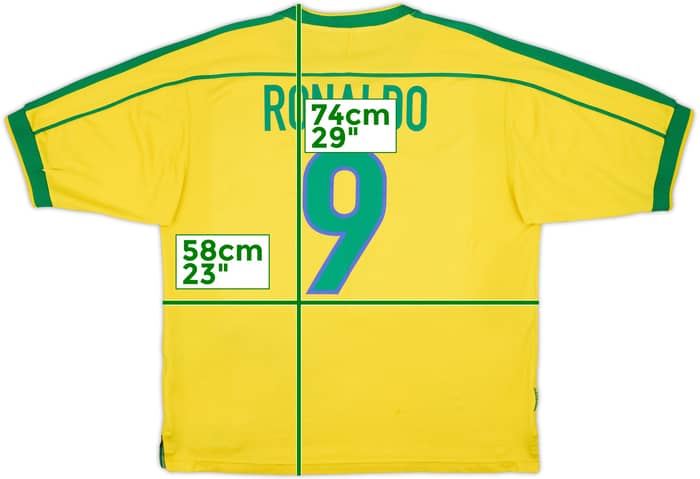 1998-00 Brazil Home Shirt Ronaldo #9 - 5/10 - (XL)