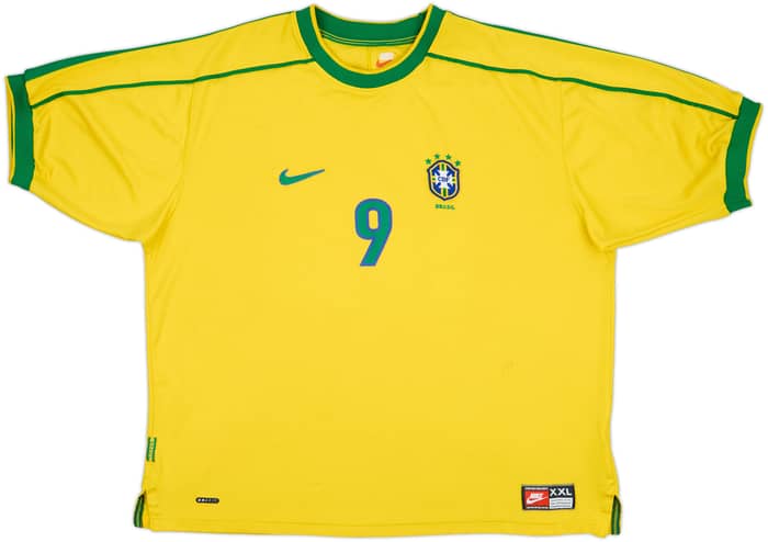 1998-00 Brazil Home Shirt Ronaldo #9 - 6/10 - (XXL)
