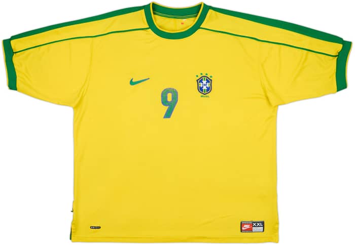 1998-00 Brazil Home Shirt Ronaldo #9 - 6/10 - (XXL)