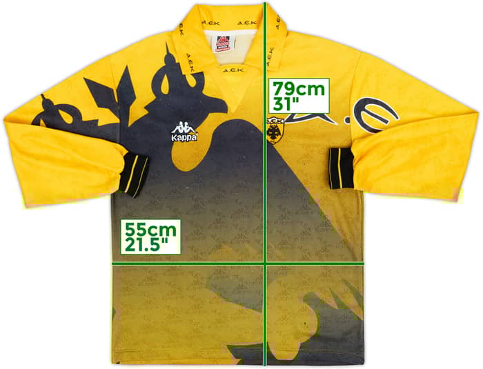 1996-97 AEK Athens Home L/S Shirt - 6/10 - (M)