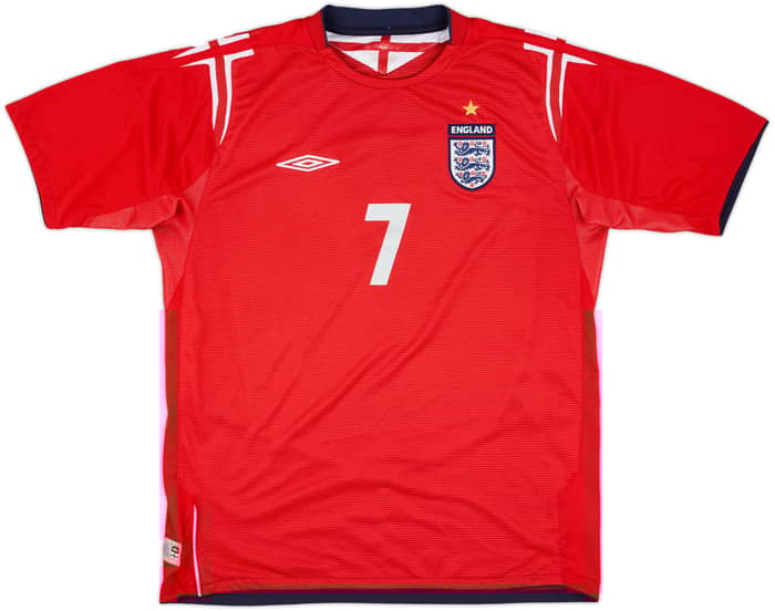 2004-06 England Away Shirt Beckham #7 - 6/10 - (L)