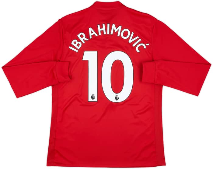 2017-18 Manchester United Home L/S Shirt Ibrahimovic #10 - 8/10 - (M)