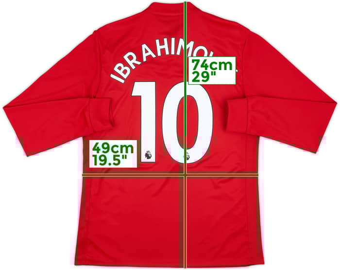 2017-18 Manchester United Home L/S Shirt Ibrahimovic #10 - 8/10 - (M)