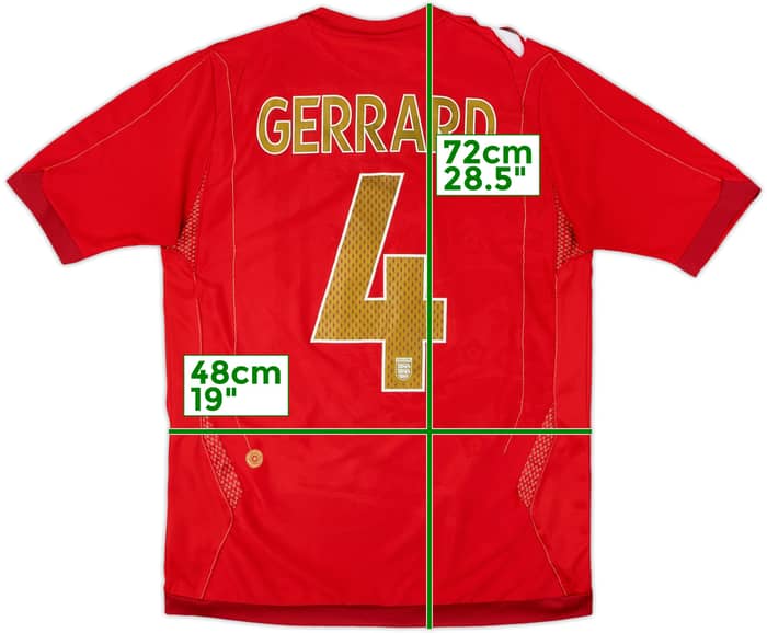 2006-08 England Away Shirt Gerrard #4 - 6/10 - (S)