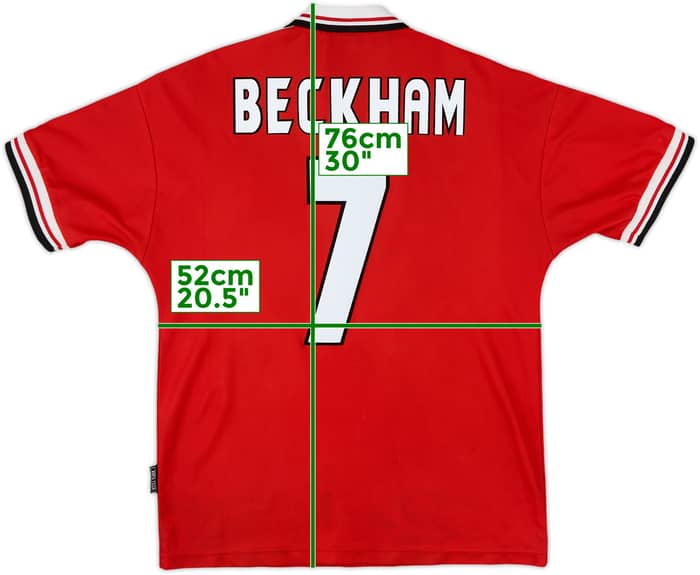 1998-00 Manchester United Home Shirt Beckham #7 - 7/10 - (M)