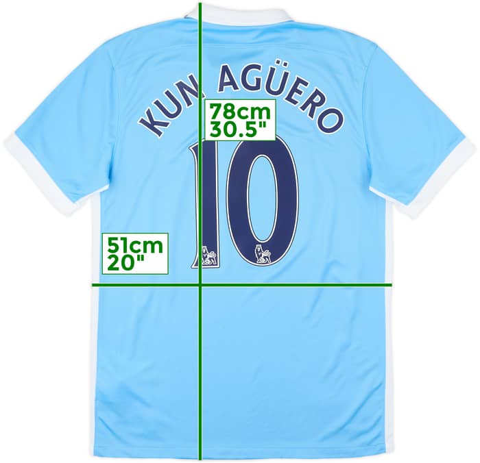 2015-16 Manchester City Home Shirt Kun Aguero #10 - 10/10 - (M)