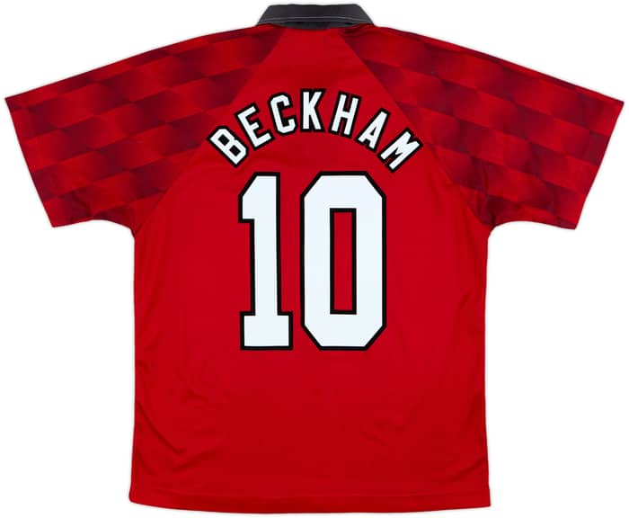 1996-98 Manchester United Home Shirt Beckham #10 - 8/10 - (L)