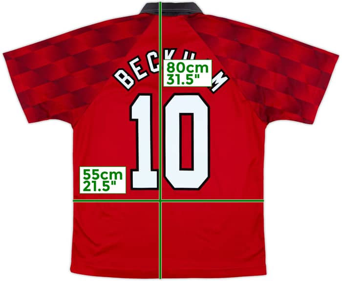 1996-98 Manchester United Home Shirt Beckham #10 - 8/10 - (L)